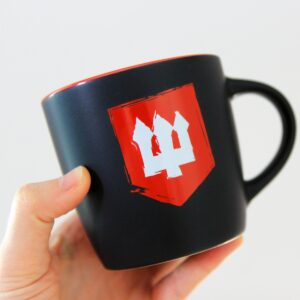 Kubek porcelanowy "Widełki" (300 ml, czarno-czerwony)