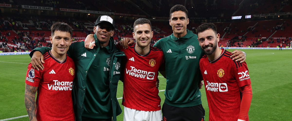 Lisandro Martinez, Anthony Martial, Diogo Dalot, Raphael Varane i Bruno Fernandes