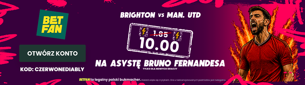 Kurs 10.00 na historyczną asystę Bruno Fernandesa z Brighton - promocja bukmachera BETFAN