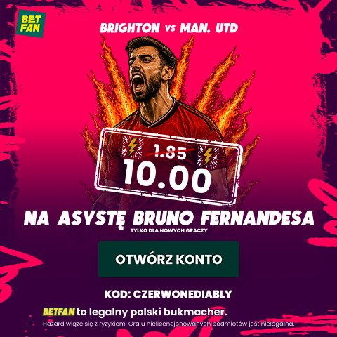 Kurs 10.00 na historyczną asystę Bruno Fernandesa z Brighton - promocja bukmachera BETFAN